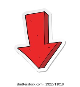 Sticker Of A Cartoon Arrow Pointing Down