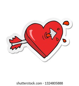 sticker of a cartoon arrow through heart cartoon