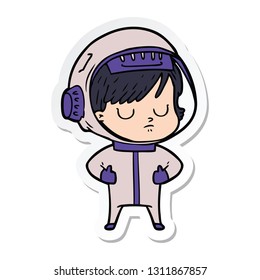 sticker of a cartoon astronaut woman
