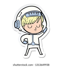 sticker of a cartoon astronaut woman