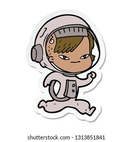 sticker of a cartoon astronaut woman