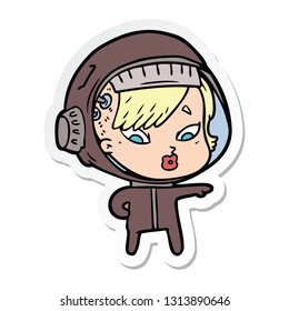 sticker of a cartoon astronaut woman