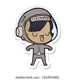 sticker of a cartoon astronaut woman