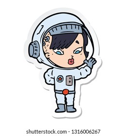 sticker of a cartoon astronaut woman