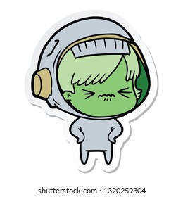 sticker of a cartoon astronaut woman
