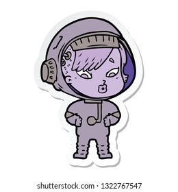 sticker of a cartoon astronaut woman
