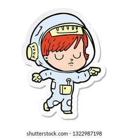 sticker of a cartoon astronaut woman