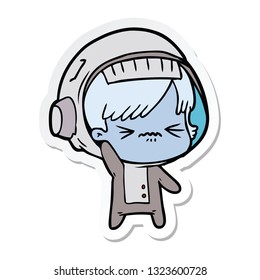 sticker of a cartoon astronaut woman
