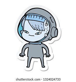 sticker of a cartoon astronaut woman