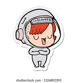 sticker of a cartoon astronaut woman