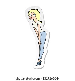 sticker of a cartoon attractive girl