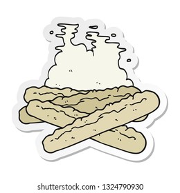 pegatina de una bagueta de dibujos animados
