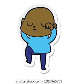 sticker of a cartoon bald man