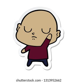 sticker of a cartoon bald man