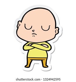 sticker of a cartoon bald man
