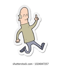 sticker of a cartoon bald man with idea