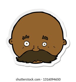 sticker of a cartoon bald man with mustache