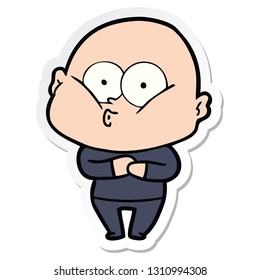 sticker of a cartoon bald man staring