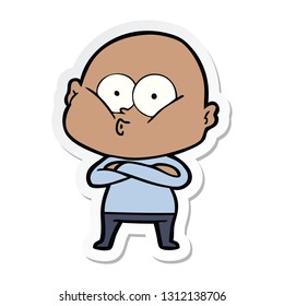 sticker of a cartoon bald man staring