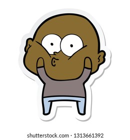 sticker of a cartoon bald man staring