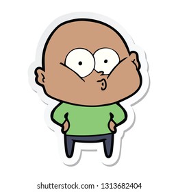 sticker of a cartoon bald man staring