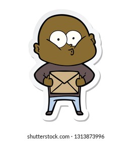sticker of a cartoon bald man staring