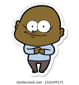 sticker of a cartoon bald man staring