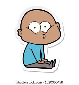 sticker of a cartoon bald man staring