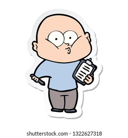 sticker of a cartoon bald man staring