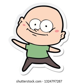 sticker of a cartoon bald man staring