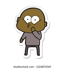 sticker of a cartoon bald man staring
