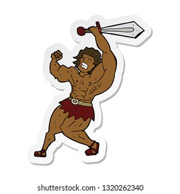 sticker of a cartoon barbarian hero