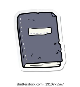 sticker of a cartoon battered old notebook