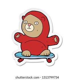 sticker of a cartoon bear on skateboard