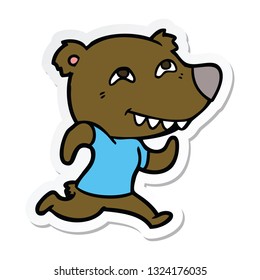 sticker of a cartoon bear running