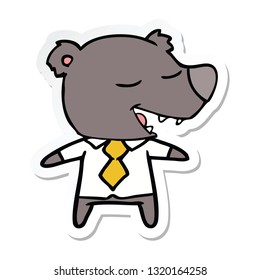 sticker of a cartoon bear wearing shirt and tie