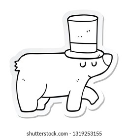 sticker of a cartoon bear wearing top hat