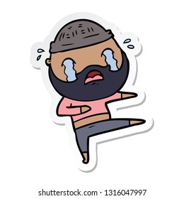 sticker of a cartoon bearded dancer crying
