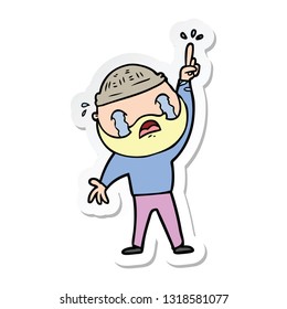 pegatina de un caricaturista barbudo llorando