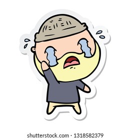 pegatina de un caricaturista barbudo llorando despedida