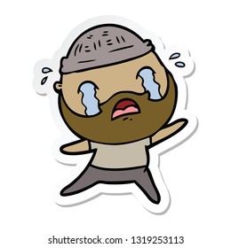 pegatina de un caricaturista barbudo llorando