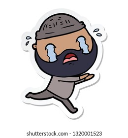 pegatina de un caricaturista barbudo llorando