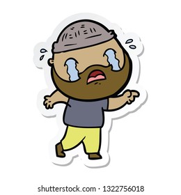 sticker of a cartoon bearded man crying