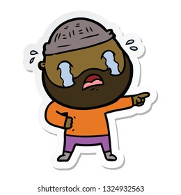 sticker of a cartoon bearded man crying