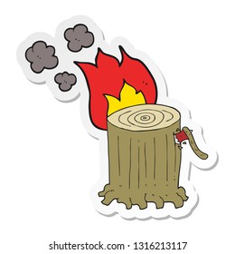 sticker of a cartoon big tree stump