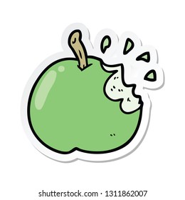 sticker of a cartoon bitten apple