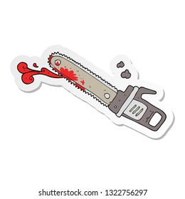 sticker of a cartoon bloody chainsaw