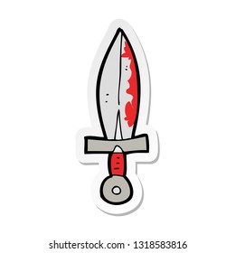 sticker of a cartoon bloody sword