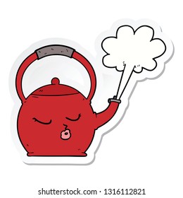 sticker of a cartoon boiling kettle