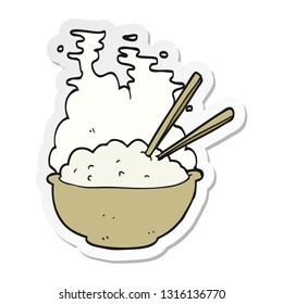 sticker of a cartoon bowl of hot rice